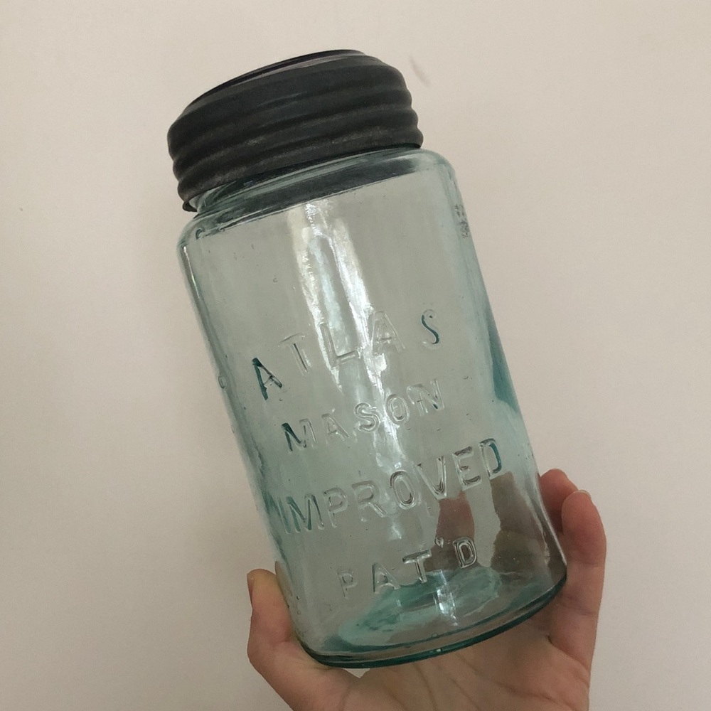 Antique Atlas Mason Jar with Lid